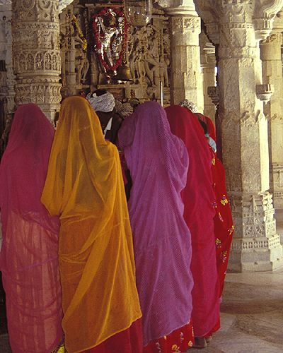 Women admiring Jain sculpture, Ranakpur, Rajasthan